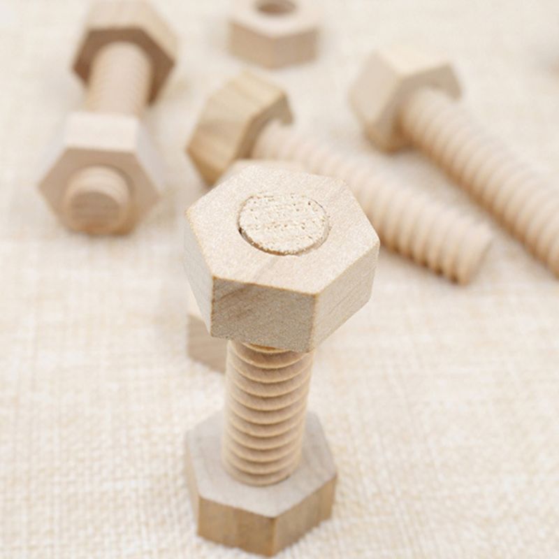 3 Pcs Child Wooden Screw Nut Building Assembling Blocks Hands-on Teaching Aid Early Educational Puzzle Toys