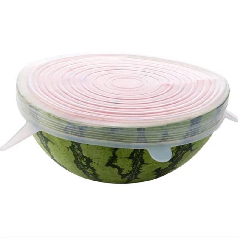 6 uds/12 Uds tapas para alimentos elásticas de silicona reutilizables Universal de silicona para envolver alimentos recipiente olla hermético tapa accesorios de cocina