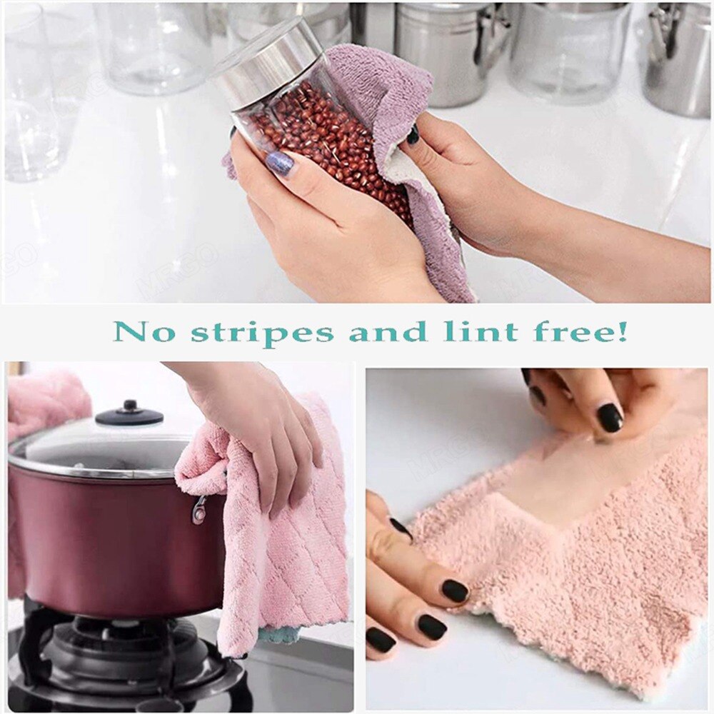 Microfiber Cloth Kitchen Towel Rags Water Absorbent High-Efficiency Tableware Towel Kitchen Tools Household Cleaning Cloths 