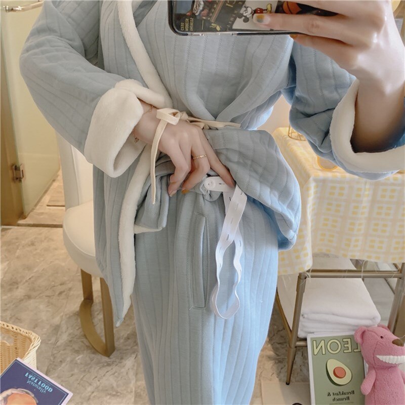 Ropa de maternidad, traje de tirantes, Top de lactancia, ropa de dormir cálida, pantalones ajustables de cintura interna, pijamas de algodón posparto