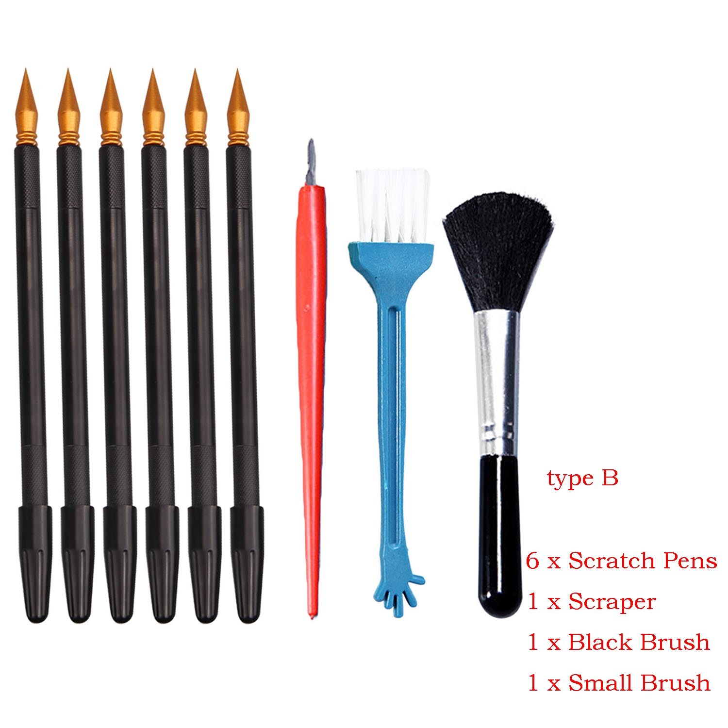 Dubbelzijdige kraspennen, schilderset, pennen, schraper, penselen, opbergtas voor kinderen, verjaardag, kerstmis: Type b