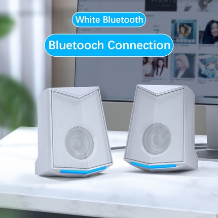 Full Range 3D Stereo Subwoofer Bass Pc Desktop Speaker Portable Music Dj Usb Computer Speakers Voor Laptop Tv: White Bluetooth