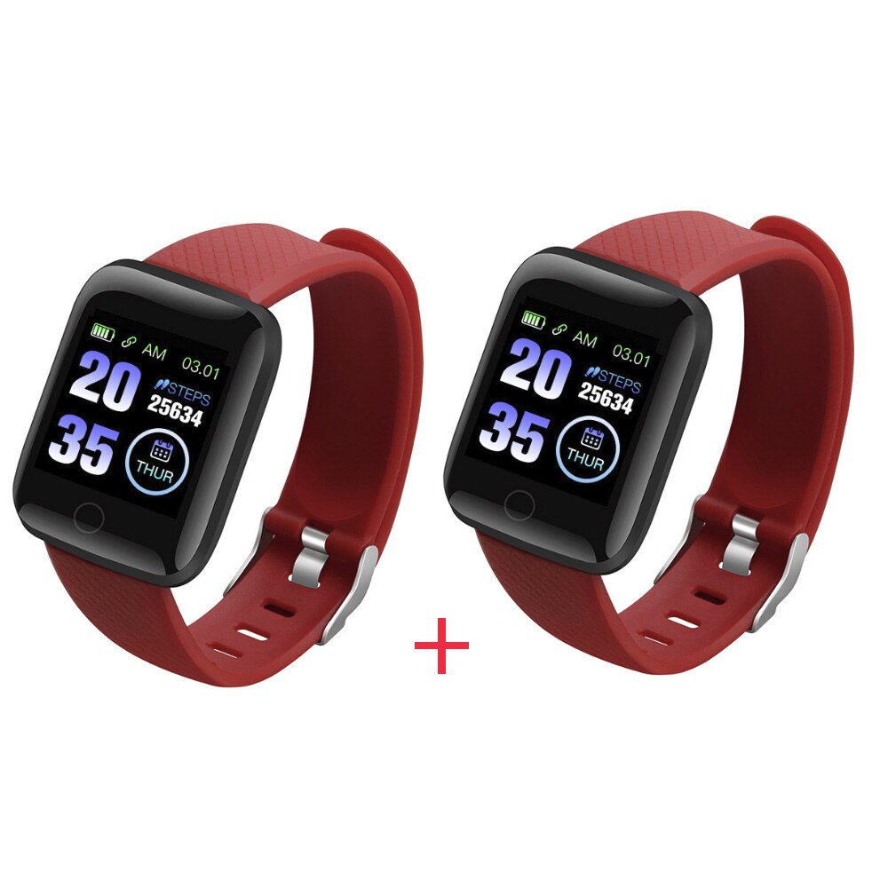 D13 Smartwatch Fitness Tracker Smartband Activity Wristband Bluetooth 116 Plus Bracelet Heart Rate Monitor Men Women: 2Red