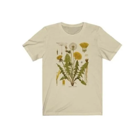 Maskros botanisk grafisk t-shirt vandringströja botaniskt tryck kortärmad bomullsöverdimensionerad t-shirt damkläder harajuku: Xl / Kaki
