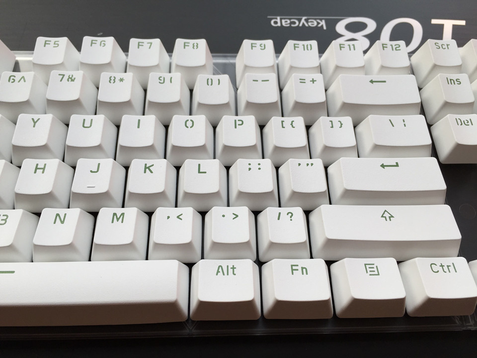 Double shot 108 key complete set White green words PBT keycap OEM Profile For MX Switches Mechanical Gaming Keyboard