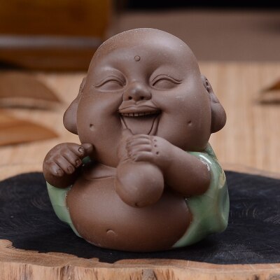 Glad buddha grine smilende buddha lille størrelse porcelæn leret ler te kæledyr geyao håndværk knitre glasur te spille på salg: Stil 2