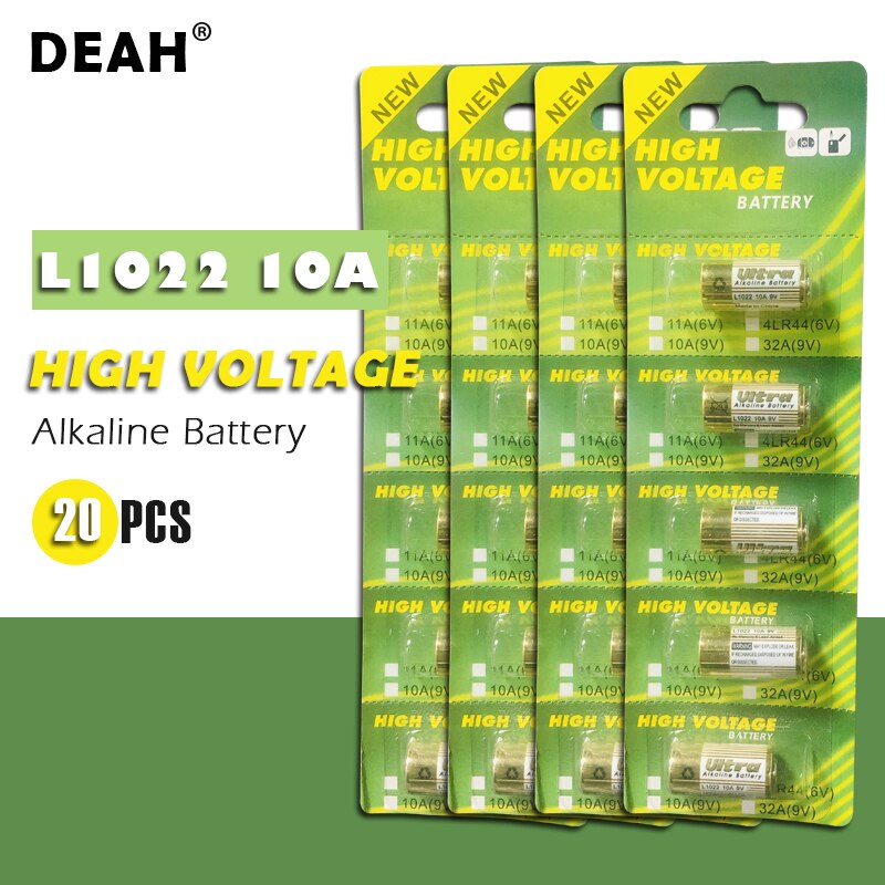 20PCS Dry Alkaline Battery L1022 10A 9V For Garage Door Doorbell Remote Control Car Alarm Replace A23L 12V Battery