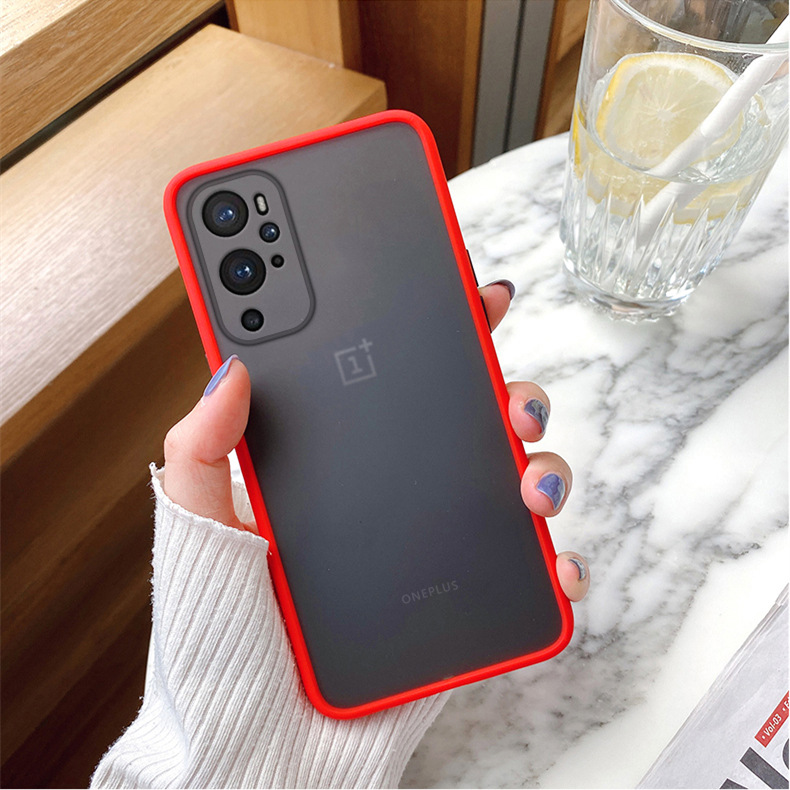 Mat doorschijnend telefoonhoesje voor oneplus 9, oneplus 9r, 8 pro , 8t nord  ce 5g, nord  n10 n100, siliconen frame, harde, transparante hoes.: Pvc / Rood