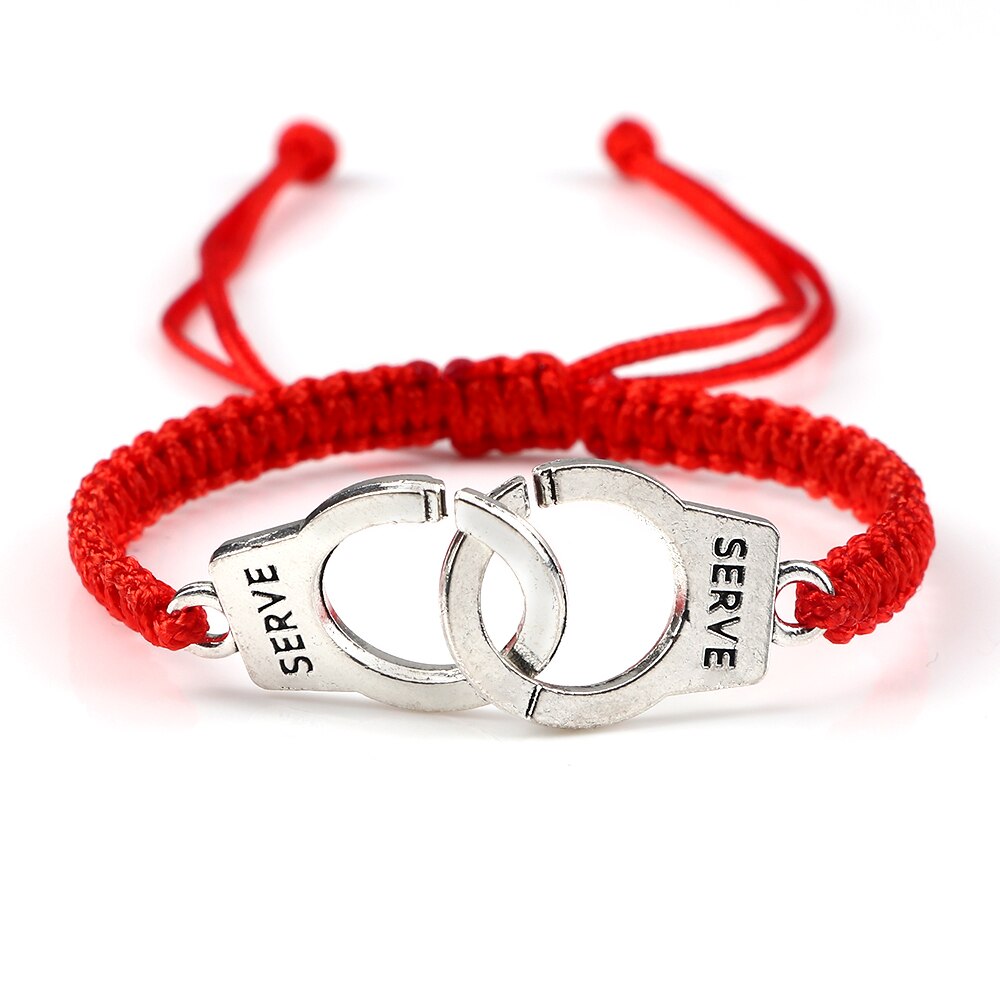 Nuove manette con ciondolo bracciale intrecciato Pandent buona fortuna nero rosso grigio bianco colore stringa coppia bracciale e braccialetti regalo gioielli: red Sliver