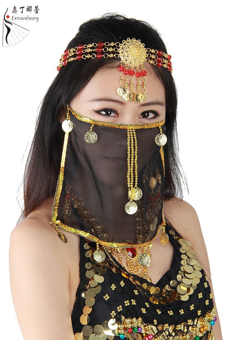 Dancewear Performance Belly Outfit Sequin Accessory for Ladies Belly Dance Veil #B08