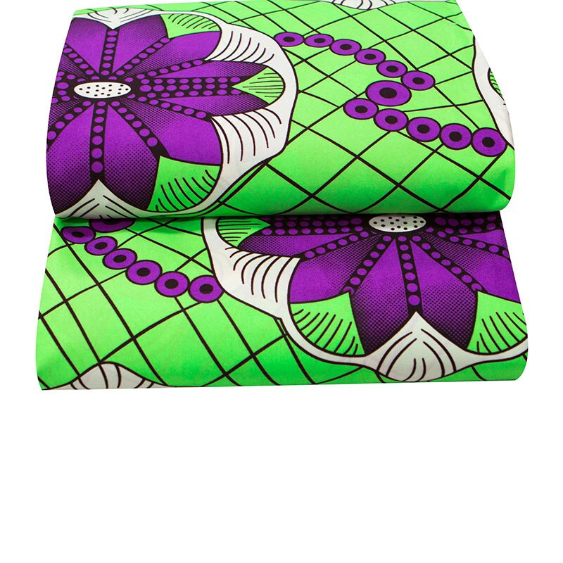 Pagne africain en cire de Polyester de , tissu imprimé coloré Ankara vert pour femmes