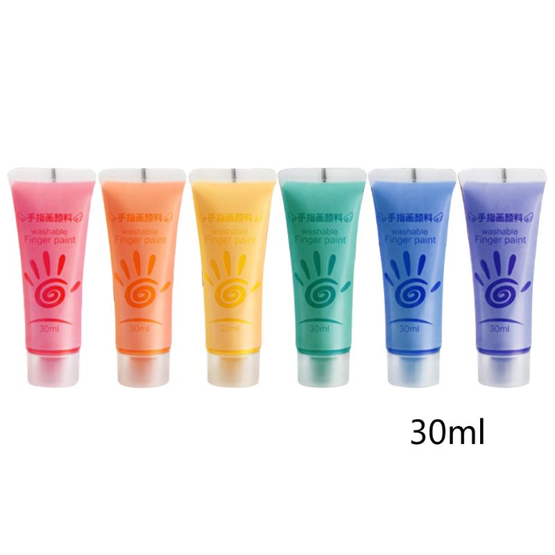 30Ml Vinger Verf 6 Kleuren Set Wasbare Kids Vinger Verf Levert Cadeau Voor Kinderen