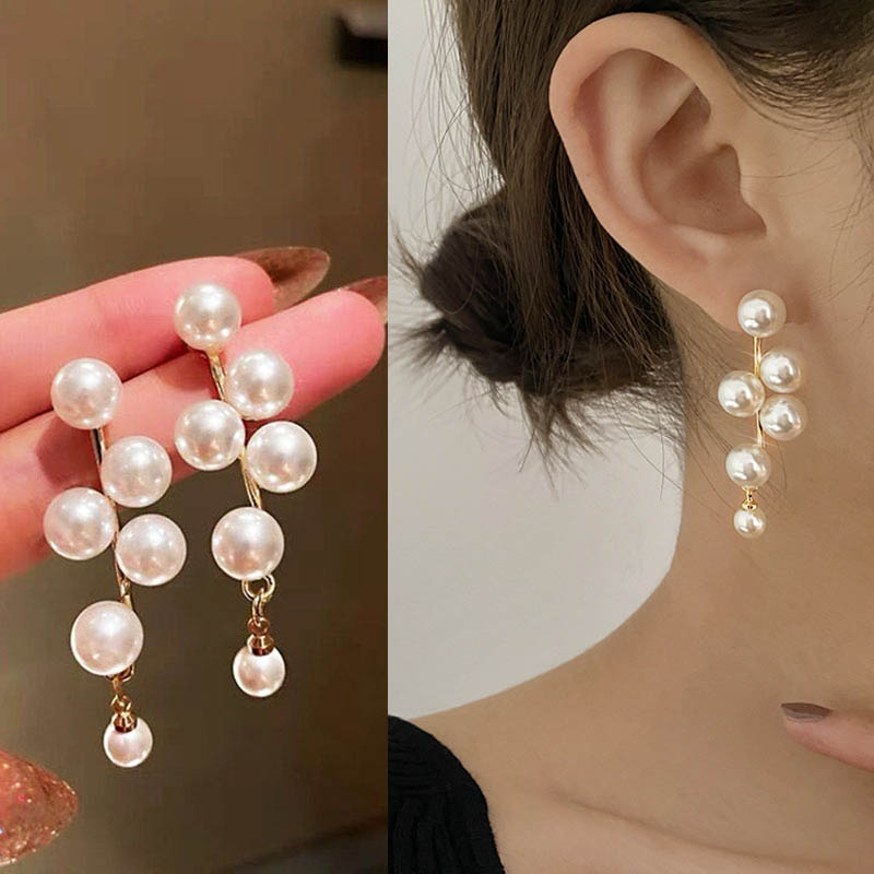 Nuevos bonitos pendientes de aro con tachuelas de perlas para mujer, pendientes minimalistas de Color dorado, aros pequeños Huggies, joyería de para boda: Zinc negro plateado