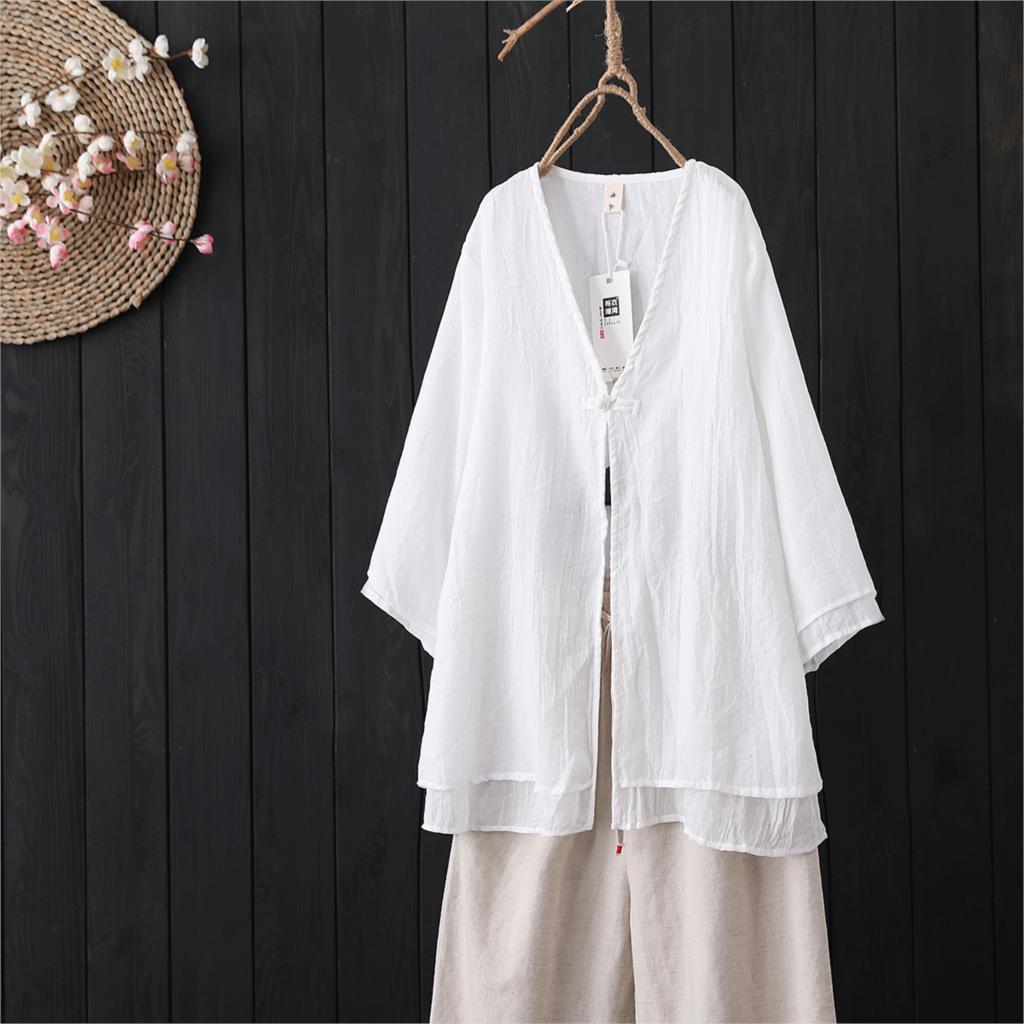 Ropa china tradicional blusas para mujer, Camisa de algodón con botones de lino para mujer oriental hanfu ropa china femenina: color1