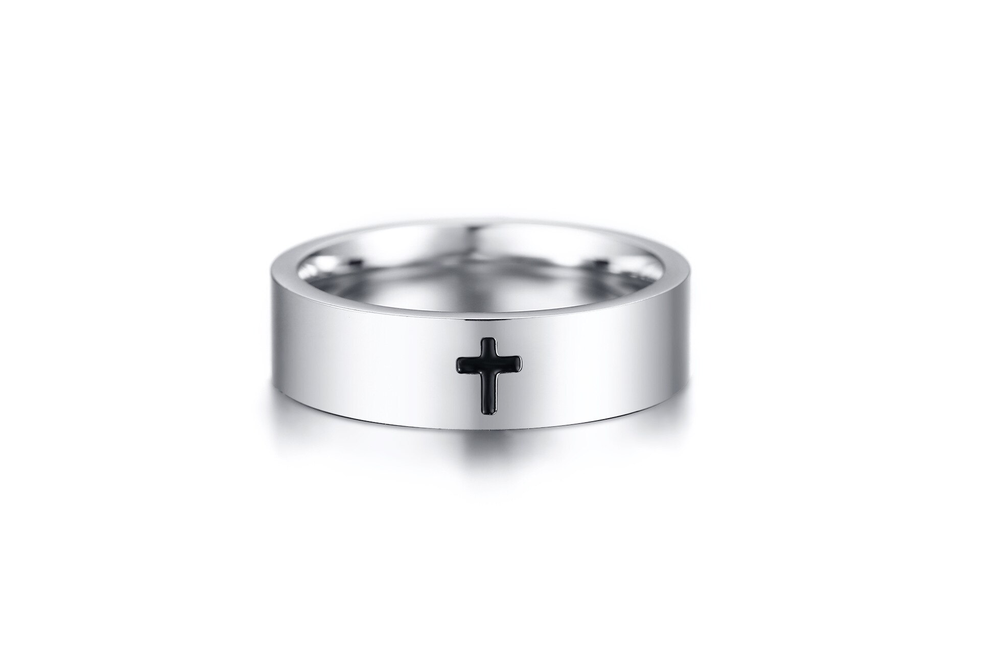 FXM CR18 cross popular single double ring have silver rose gold steel product