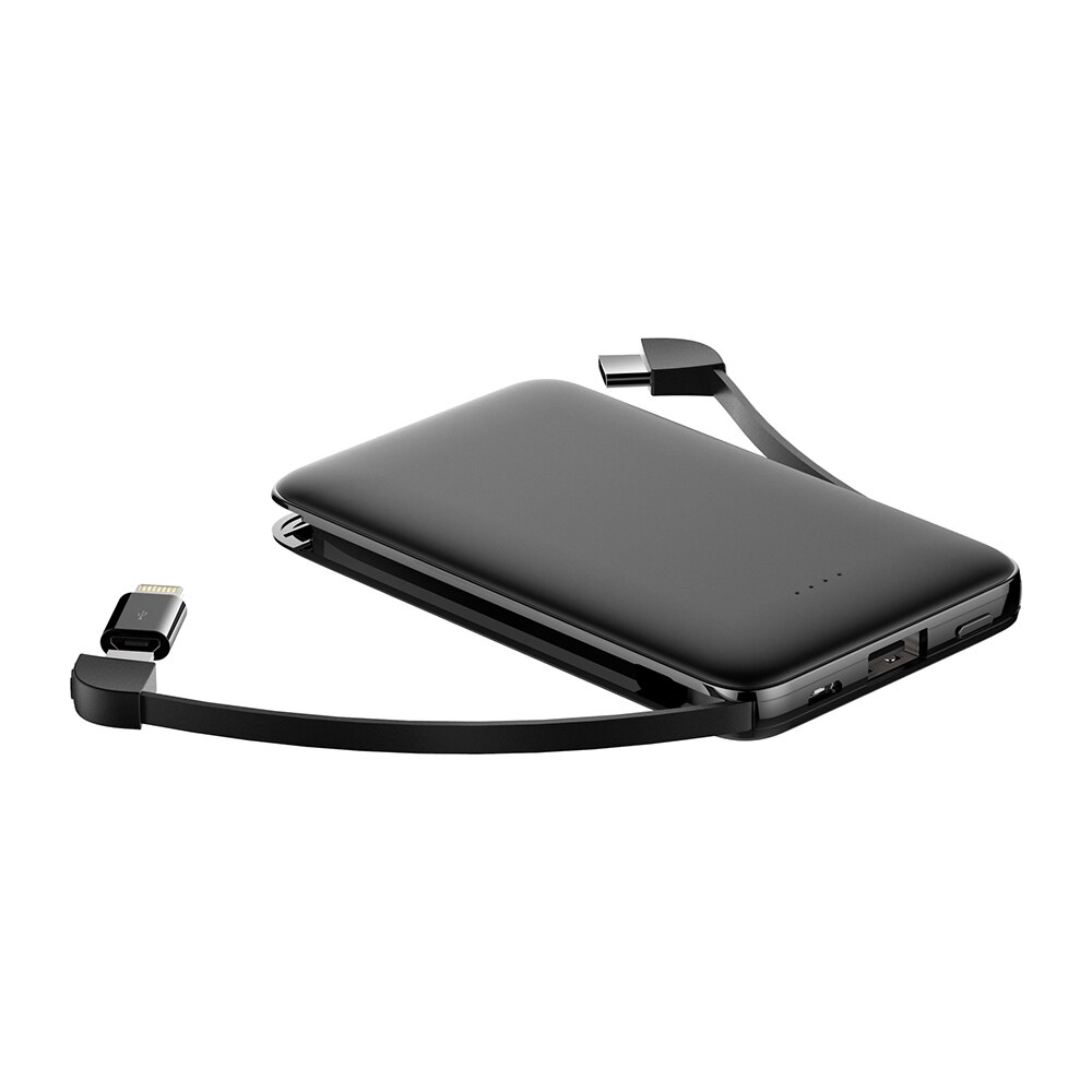 PINZHENG Energie Bank 5000mAh Gebaut-in Dual Kabel Tragbare Ladegerät Schnelle Aufladen Energie Ultra Dünne Batterie Ladegerät Energie: schwarz