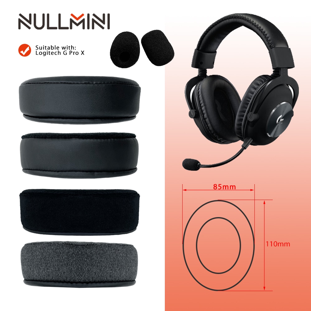 NullMini Ersatz Ohrpolster für Logitech G Profi X Headset Kopfhörer Leder Hülse Kopfhörer Ohrenschützer