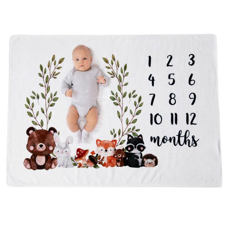 Zachte Flanellen Deken Gedenkteken Foto Achtergrond Baby Photo Props Baby Maandelijkse Groei Milestone Deken Warmswaddling Wrap: 14