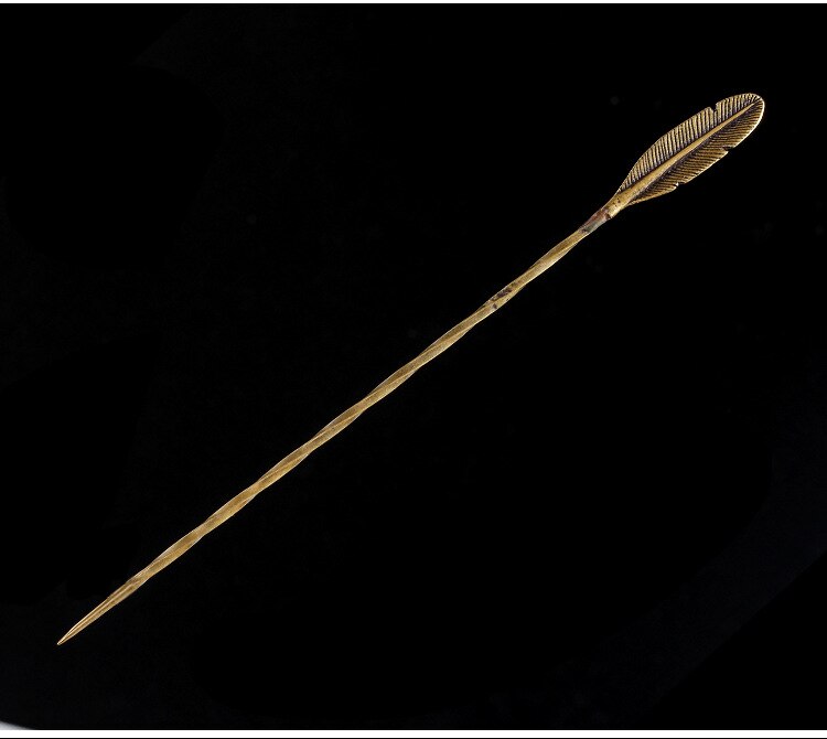 Aiguille de passage de cigares rétro en laiton, fumeur de cigares Portable, drague percée créative, sculpture, aiguille de Ventilation en spirale, outils pour cigares: Feathers