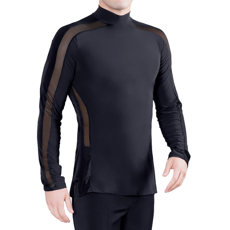 Latin dance tops langærmet vinter high neck dance kostume skøjteløb ballroom shirts konkurrence dansetøj vdb 833