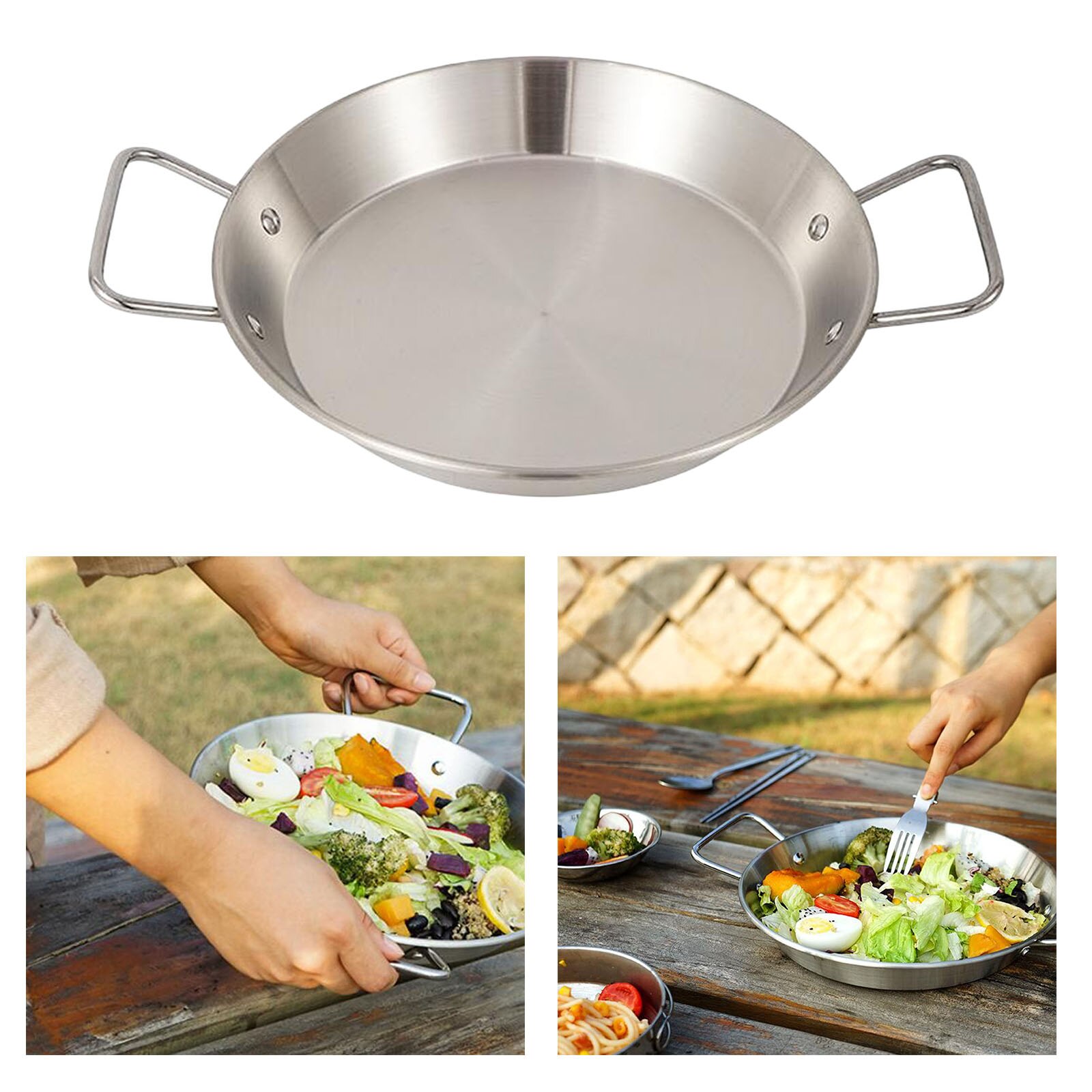 Stainless Steel 9' Round Cook Griddle Grill Pan Heavy Duty Outdoor BBQ Picnic Cookware