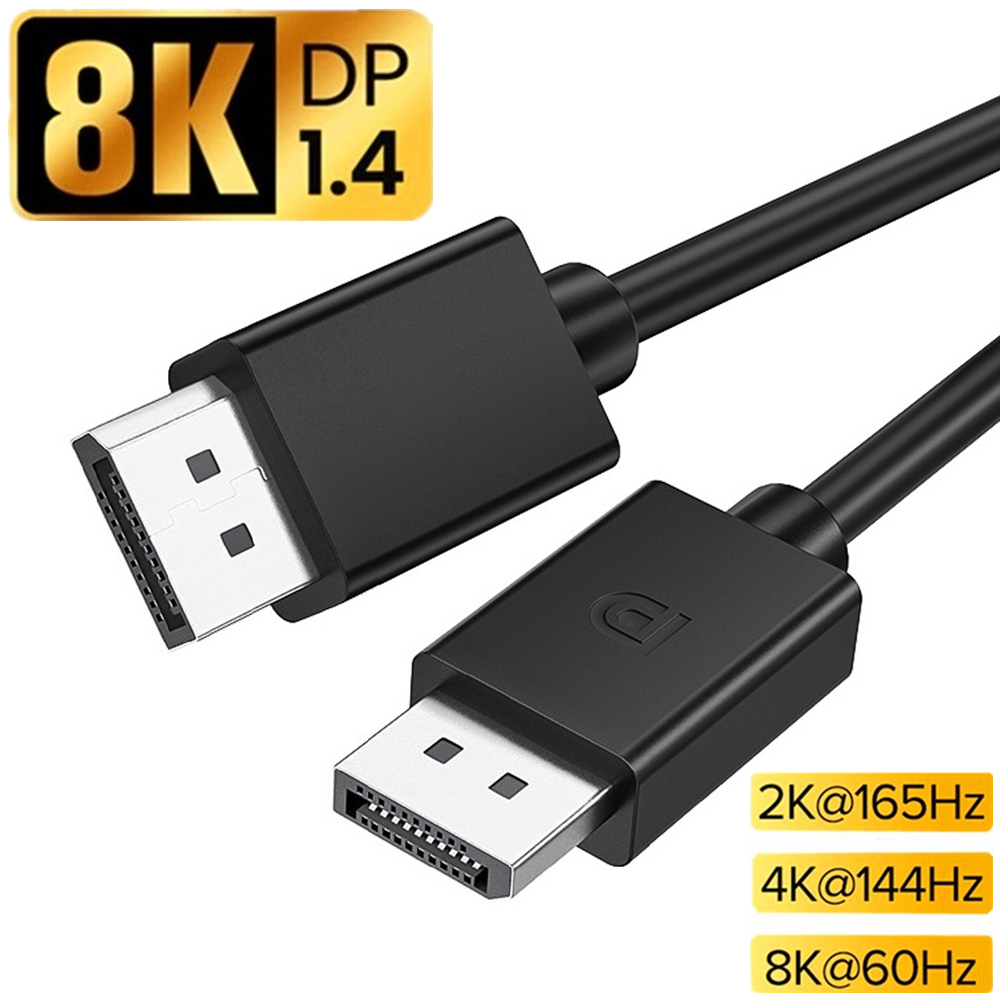 Cabo de Displayport dp 240hz, dp 1,4, 8k, 4k, 144hz, 165hz, adaptador para vídeo, pc, laptop, tv: Preto / 1,5m