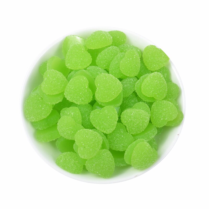 Hjärtformade berlocker för slime tillbehör leksaker godis fluffiga tillbehör lizun modellering lera diy kit slime leksak för barn: 5 st grön