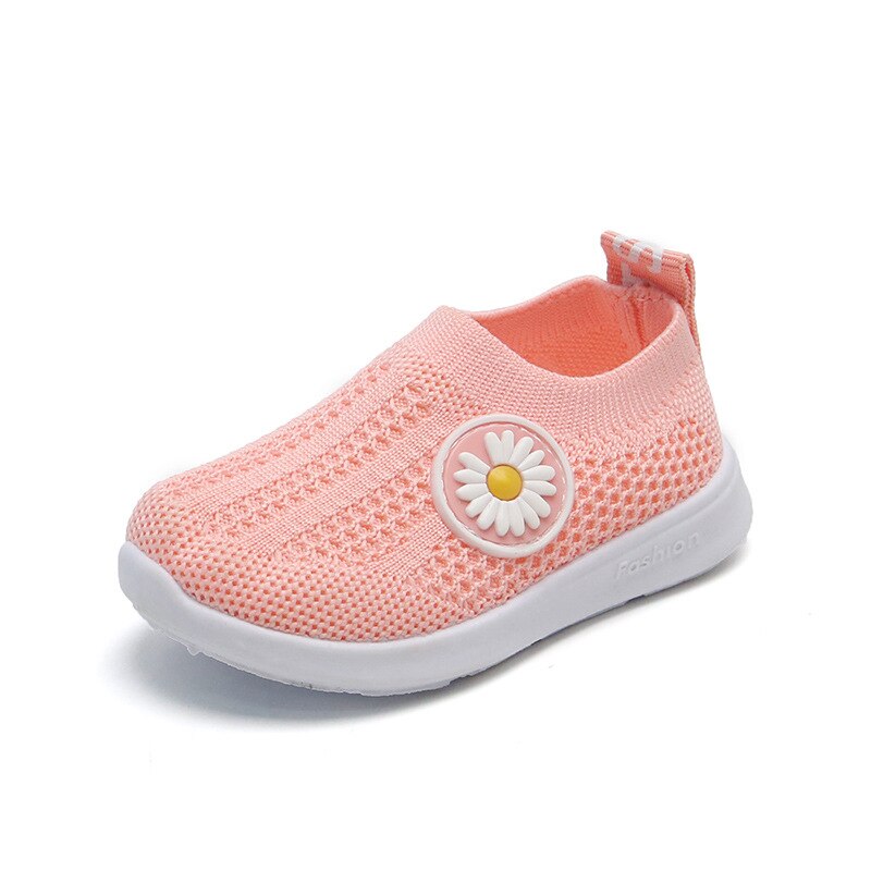 Peuterschoenen zachte onderkant babyjongen meisje sport kleine kinderen ademende air mesh schoenen bloem madeliefje geweven schoenen lente dun