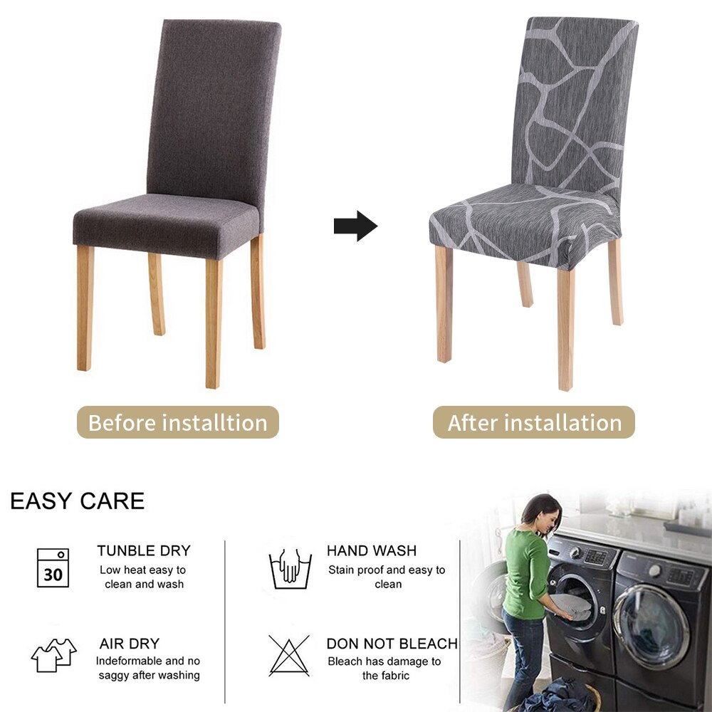 1pc- delige stoelhoes met elastische, vuilafstotende en afneembare bekleding voor dinerstoelen, bruiloften en andere evenementen.