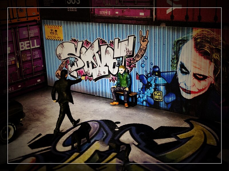 Parkplatz Szene Hintergrund Modell 1/64 Hafen Container Garage Fabrik Lagerbier Haus Gebäude Modell Szenario Zeigt