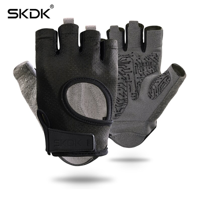 Gants de sport demi-doigt antichoc, respirants, de Fitness, d'haltérophilie, d'entraînement, de cyclisme, à dos creux: Black / XL