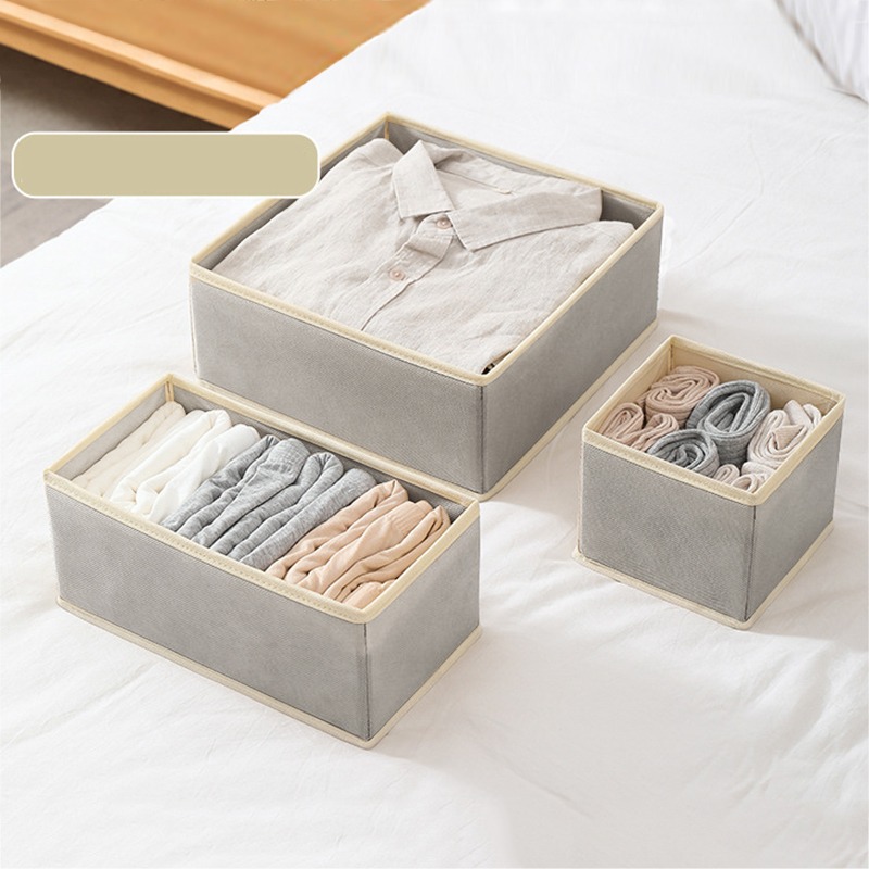 Home Foldable Closet Organizer For Underwear Strong Underwear Storage Box Socks Bra And Panties Drawer Organizer Drawers Bin: Gray 3Pcs-set
