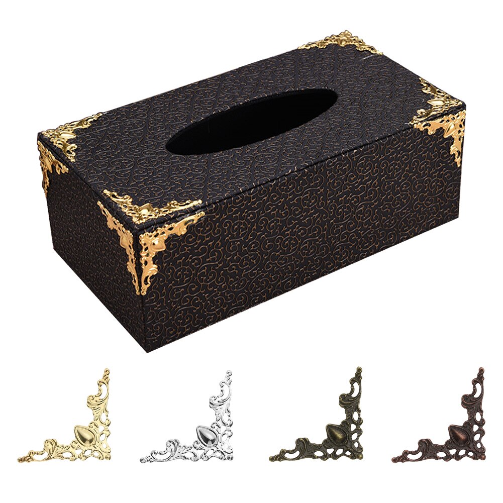 4Pcs Metal Corners Antique Gold Bronze For Book Photo Furniture Box Corner Piece Decorative Protectors Metal Crafts DIY Ornament
