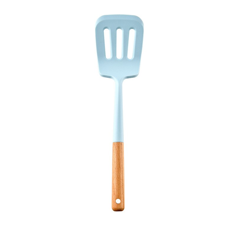 Morandi Blue Silicone Kitchenware Cooking Utensils Heat Resistant Kitchen Non-Stick Cooking Utensils Kitchen Baking Tools: Leak shovel