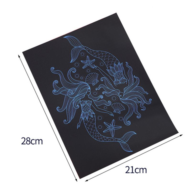 4 Stuks 11 "X 8" Scratch Papier Kunst Set Voor Kinderen Scratch Off Arts Black Scratch Off Art voor Kids Jongens Meisjes