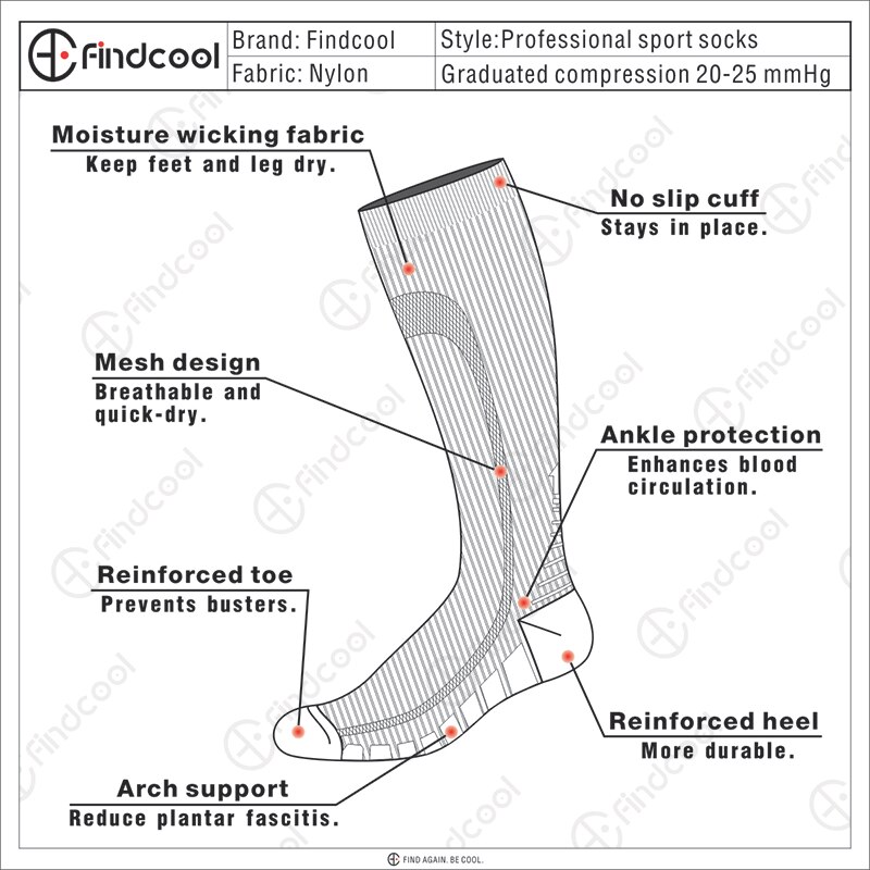 FINDCOOL Absolvierte Kompression Socken Für Krankenschwestern Radfahren Läufer Fitness Gewichtheben Mutterschaft Lehrer Für Mann Frauen