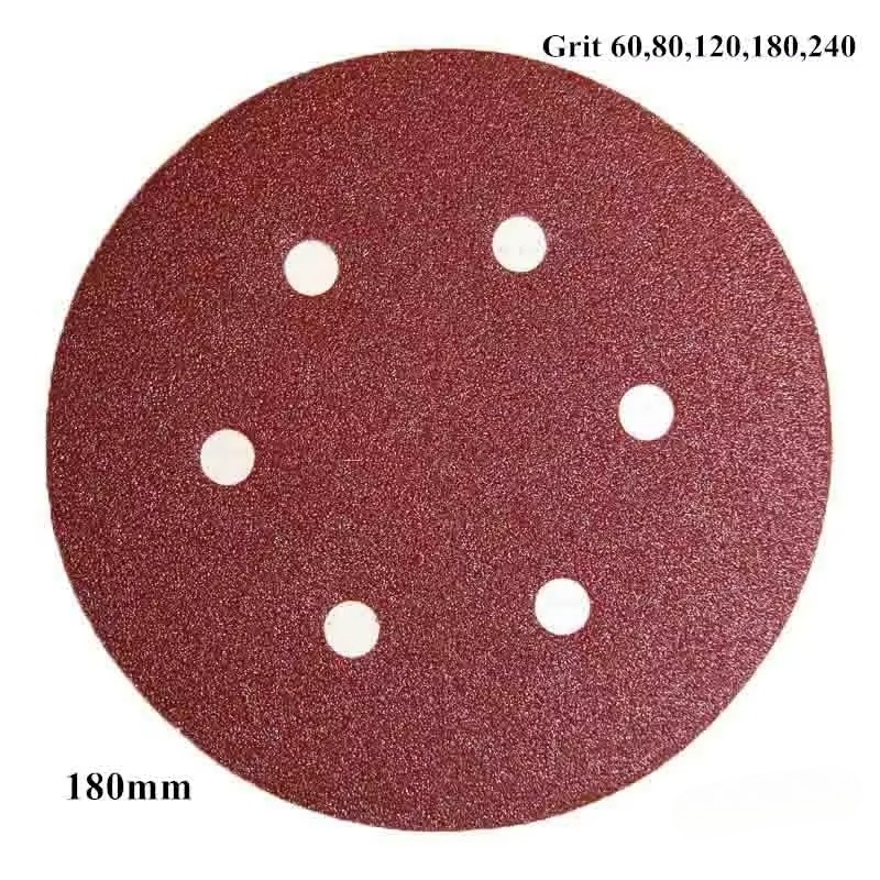 7" 180mm Sanding Disc Abrasive Sandpaper Round Sand Paper 6-Holes Hook & Loop for Orbital Sander Tools Accessories 2pcs
