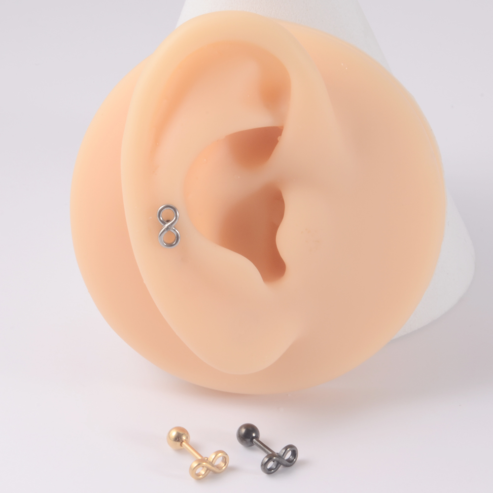 1PC 361L Surgical Steel Snake Ear Tragus Helix Cartilage Earrings Heart Moon Star Lobe Earring Helix Stud Body Piercing Jewelry: green / Imitation Rhodium Plated