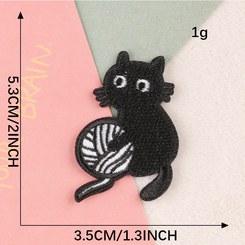 Parches bordados Para Ropa gatos lindos negro hierro en niños coser Parches Para Ropa Infantil Naszywki chaqueta Bordado Mochila Diy: Plata antigua