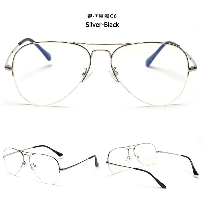 Jackjad vintage puolikehyksiset ilmailulasit metalliset 6589- tyyliset tavalliset silmälasit merkkikehykset silmälasit oculos de grau: C6