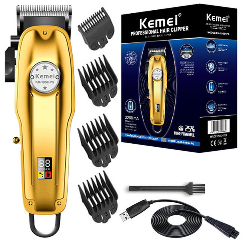 Kemei Tondeuse Mannen Trimmer Kapper Aanbevolen Professionele Kemei Elektrische Tondeuse Mannen Elektrische Trimmer Lcd Display: Goud