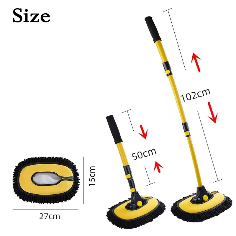 Nuovo lavaggio auto Mocio Spazzola per pulizia Telescopico Manico lungo Mocio per pulizia Barra piegata retrattile Spazzola per lavaggio auto Strumenti per la pulizia dell'auto