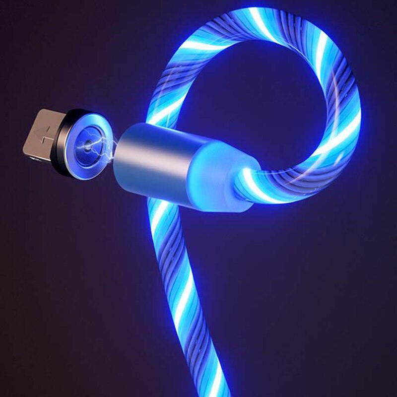 Led Magnetische Vloeiende Light Usb Oplaadkabel Voor Iphone X Usb Type C Kabel Micro Usb Cabo Voor Huawei Type-C Lader
