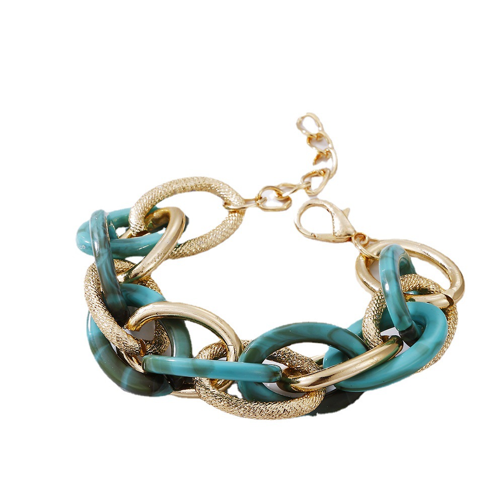 Vintage Luipaard Metalen Hars Acryl Ketting Armbanden Voor Vrouwen Punk Chunky Armband Vrouwelijke Sieraden