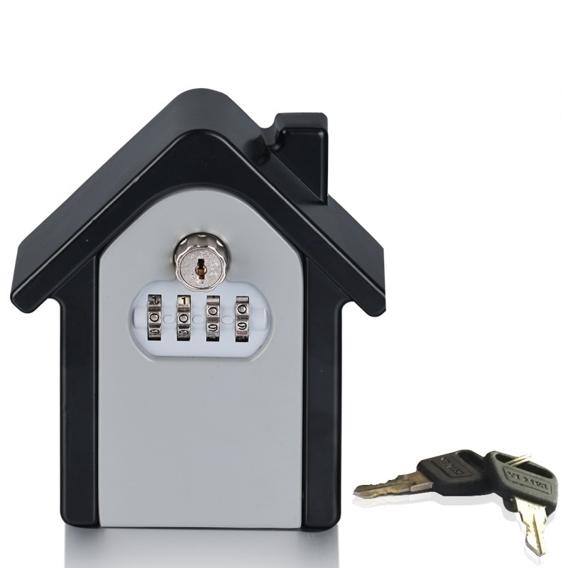 Heavy Duty Wall Mounted Key Safe Box 4-Digital Password Lock Spare Keys ID Cards Hidden Storage Case Organizer For Home Hotel