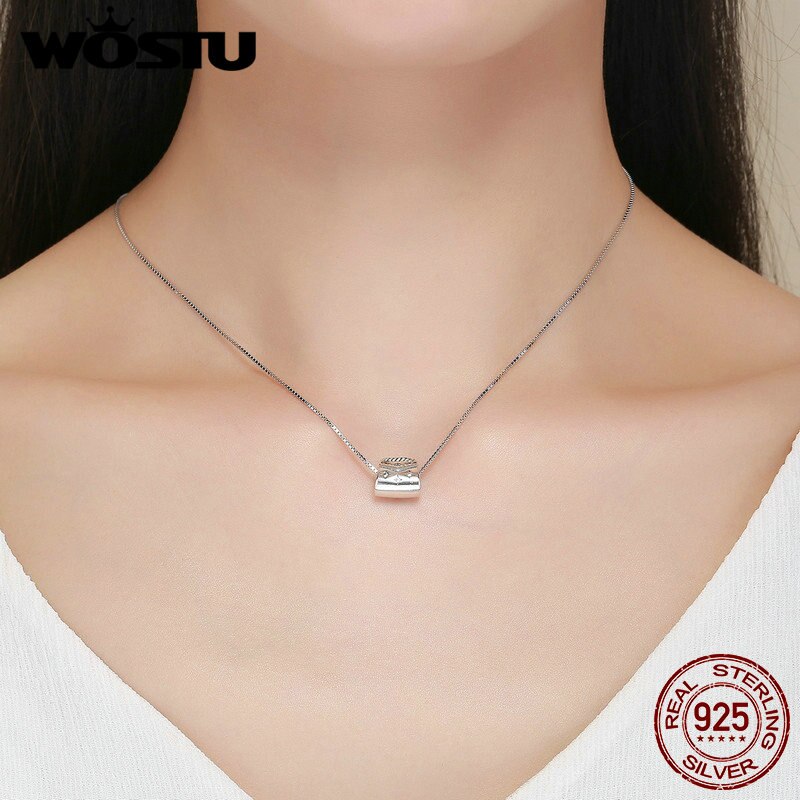 WOSTU 925 Sterling Silver Clear Cubic Zircon Bright Life Handbag Beads Fit For Women Original Brand Bracelet CQC607