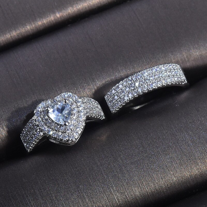 Mode-sieraden Engagement Ringen Voor Vrouwen Sieraden Voor Vrouwen Hartvormige Sieraden Paar Engagement Wedding