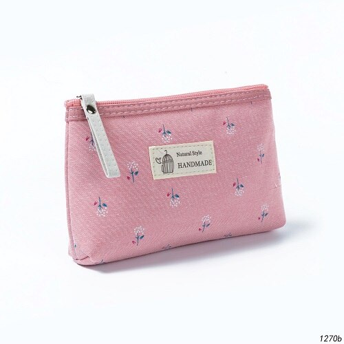 Miyahouse Canvas Floral Printed Cosmetic Bag Women Small Zipper Makeup Bags Lady Travel Girls Toiletry Bag: 1270b