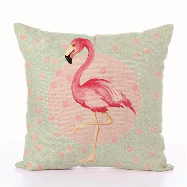 Flamingo serie pute uten indre tegneserie søt rosa europeisk stil linmateriale dekorativt sete bilstol: Putetrekk 2