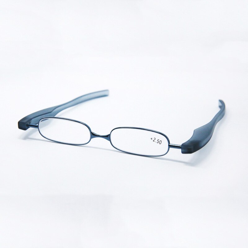 Elbru Mini Leesbril Mannen Vrouwen Vouwen Kleine Presbyopie Brillen Frame Metalen Draagbare Lezen Brillen: Blauw / +250